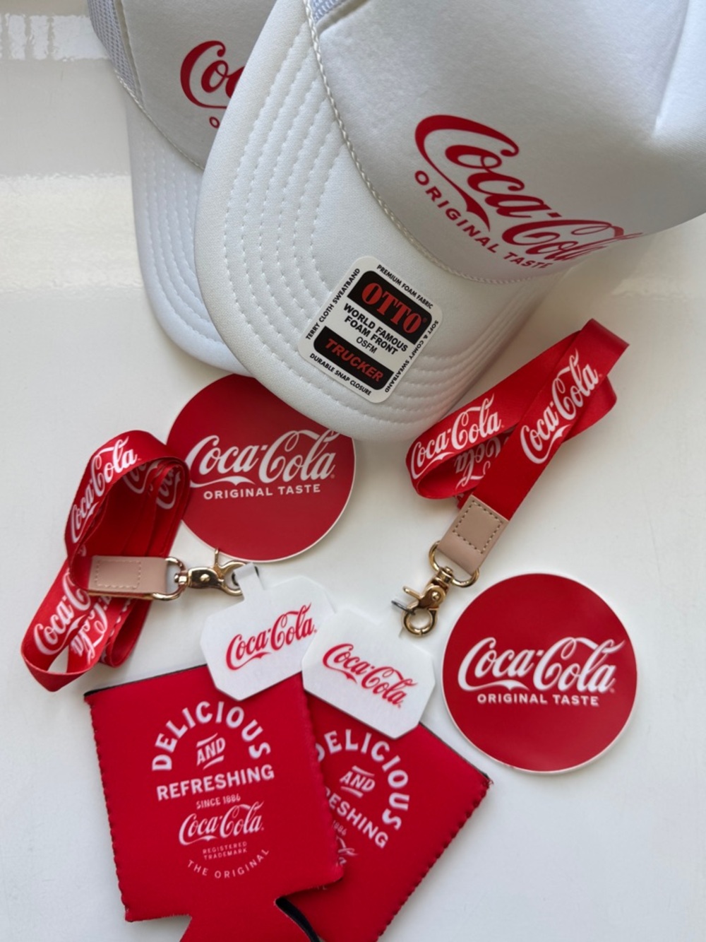 Coca-Cola White & Red Branded Hat and Accessory Set